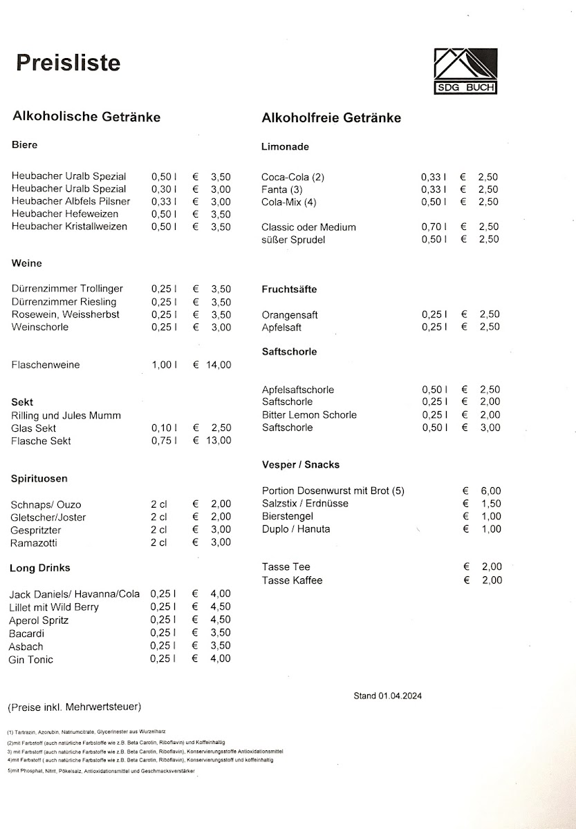 Dorfschenke Buch Photo Menu 1