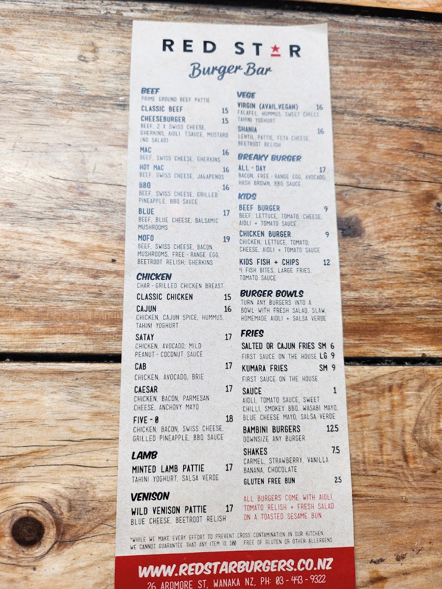 Red Star Burger Bar Photo Menu 7