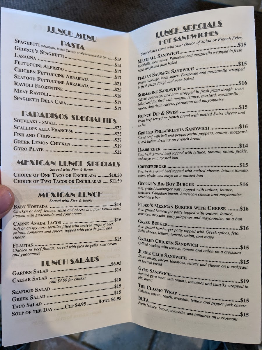 Paradiso's Restaurant Photo Menu 2