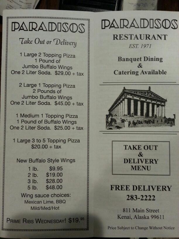Paradiso's Restaurant Photo Menu 6