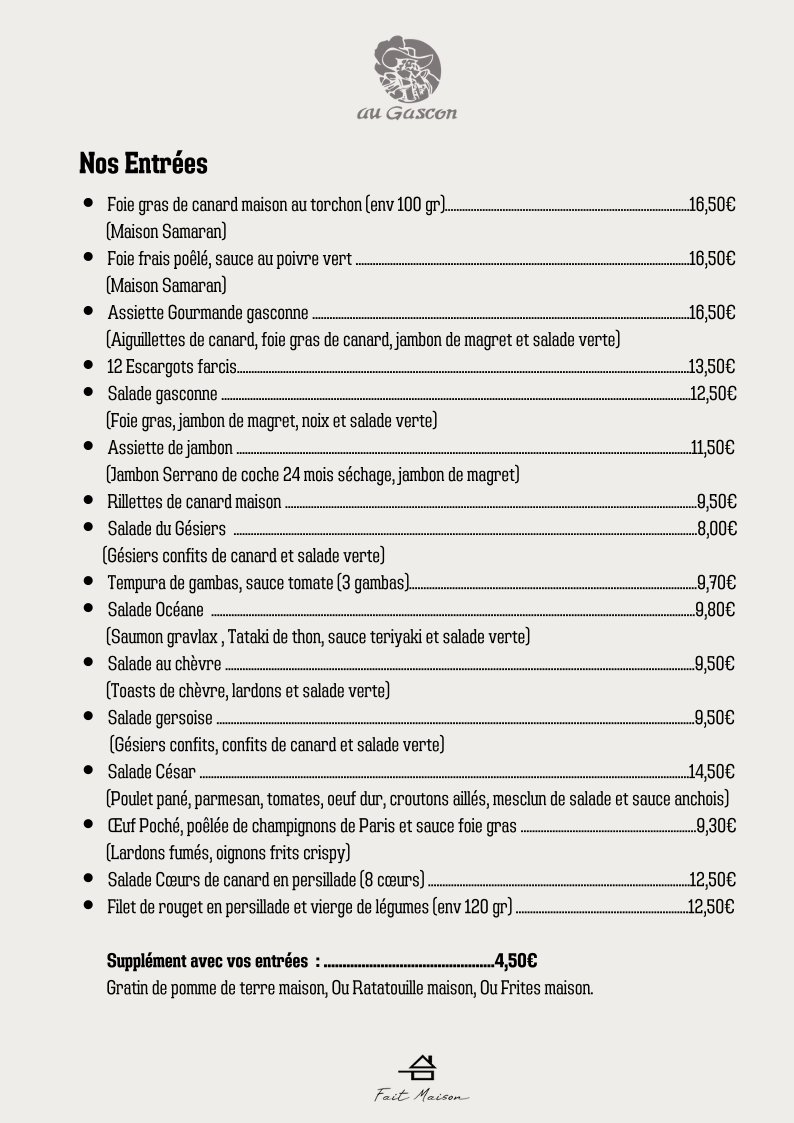 Au Gascon Toulouse Photo Menu 7
