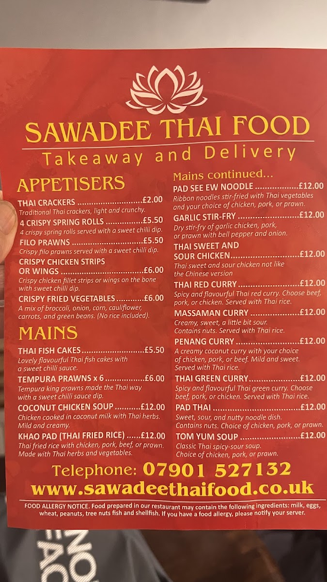 Sawadee Thai Takeaway Photo Menu 2