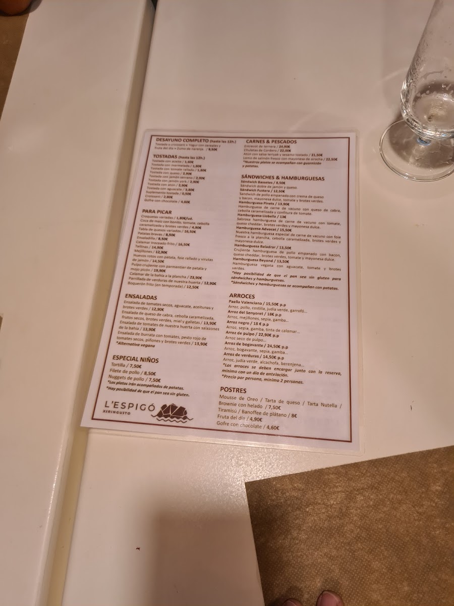 L'Espigó Xiringuito Photo Menu 1
