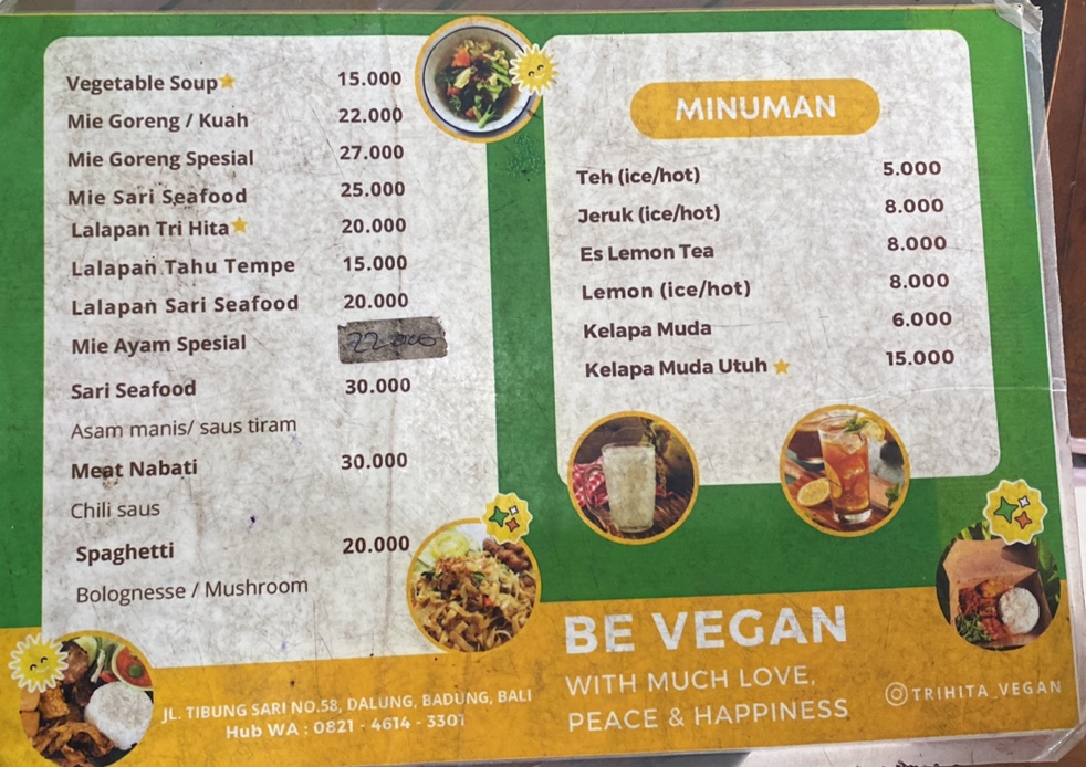 Tri Hita Vegan Photo Menu 1