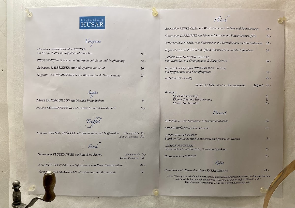 Restaurant Husar Photo Menu 1