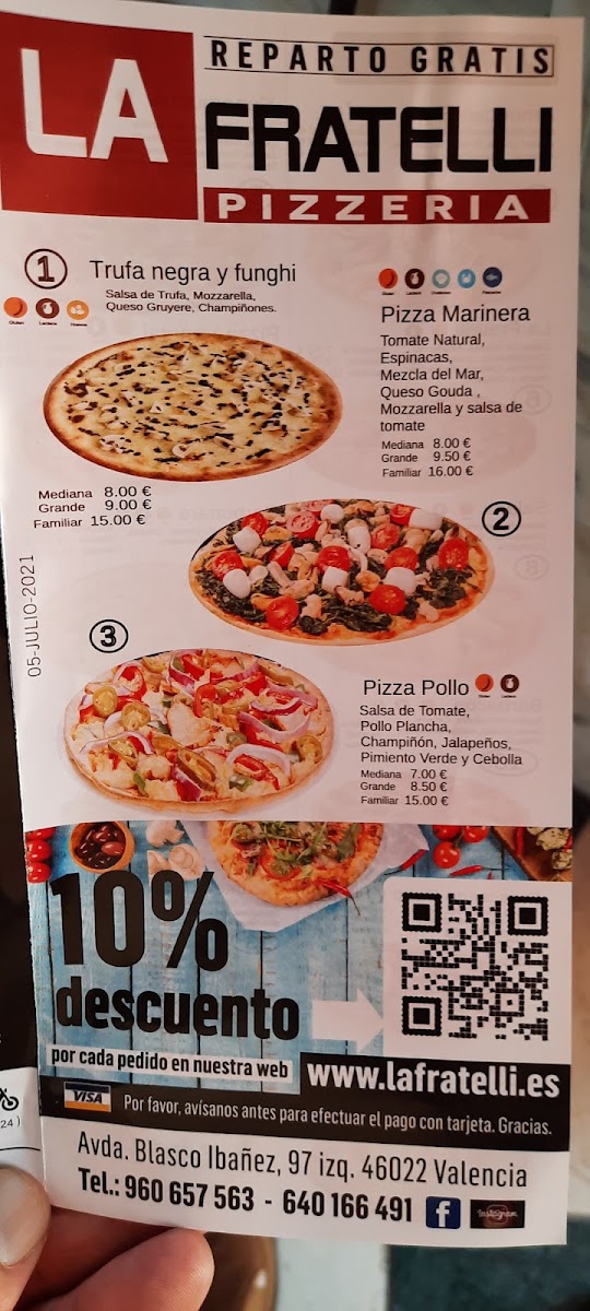 La Fratelli Pizzería Valencia Photo Menu 4
