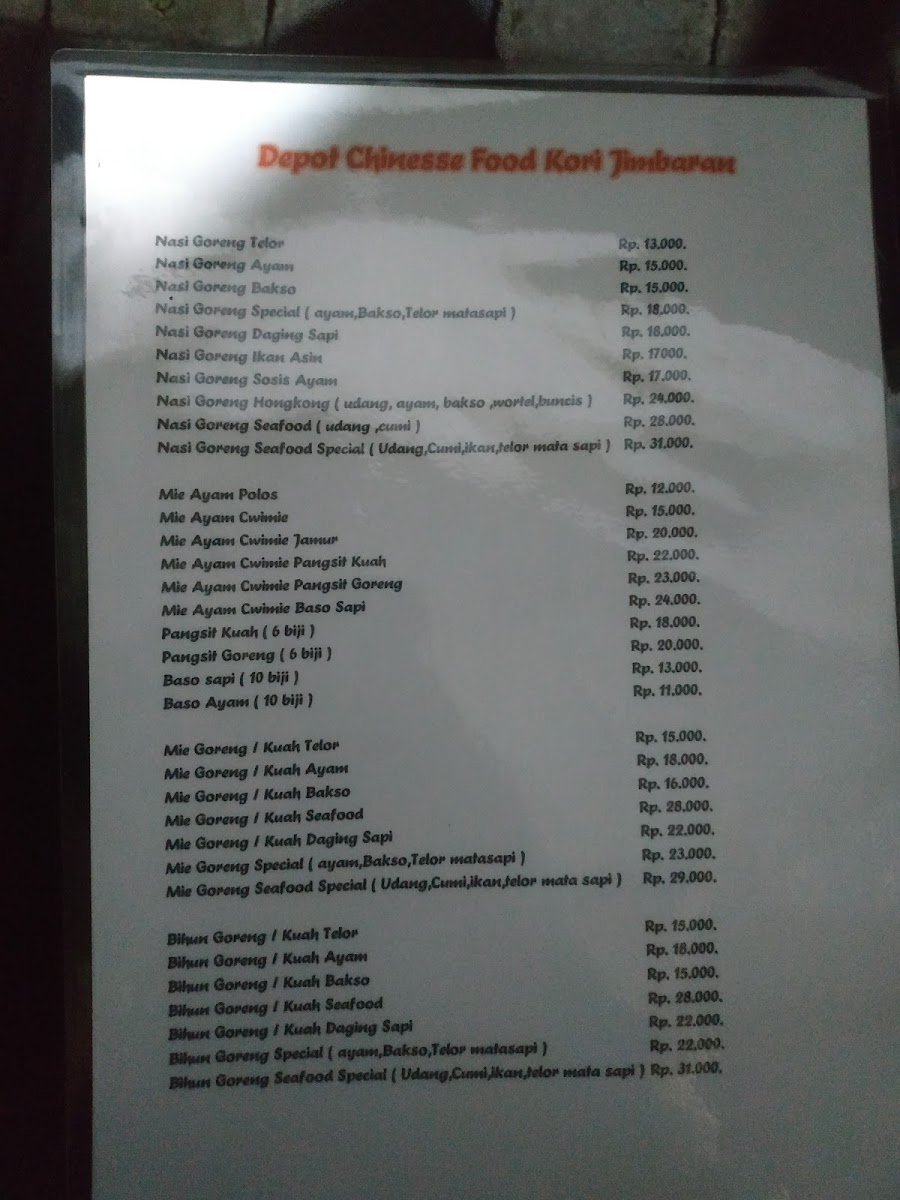 Depot Makanan ChinesefoodKori Photo Menu 3