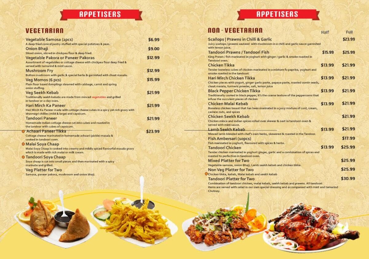 Indian Zaika Restaurant Papakura Photo Menu 1