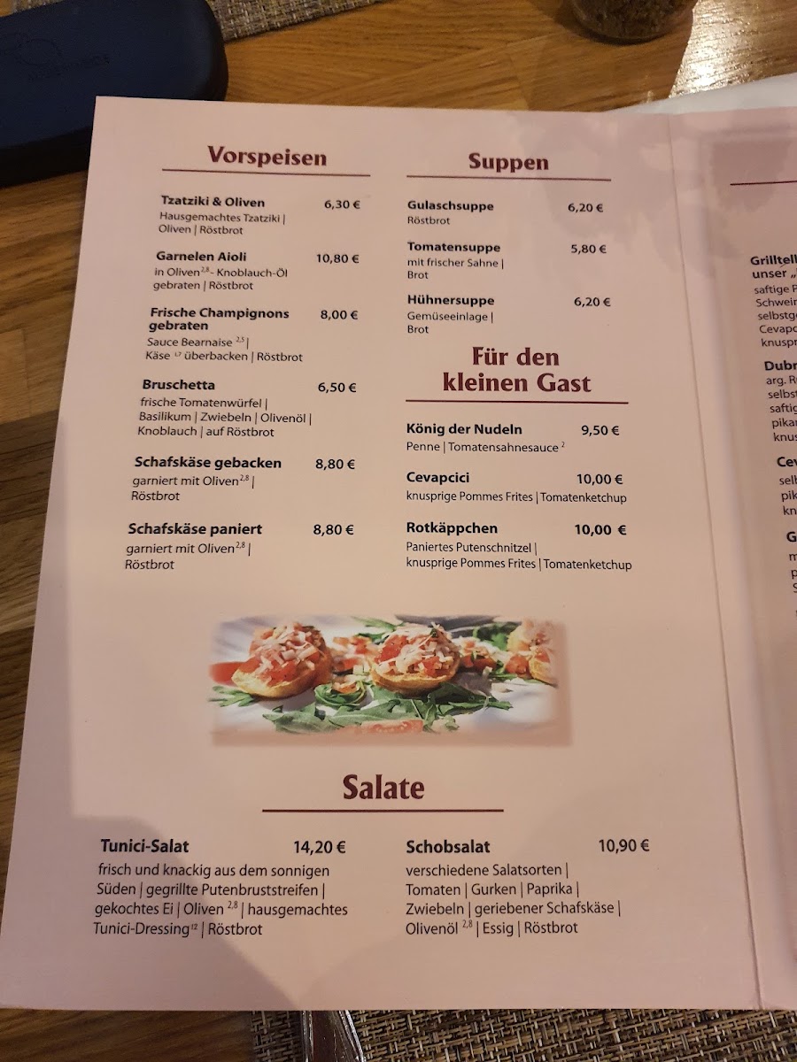 Tunici's Restaurant Ahrensburg Photo Menu 2