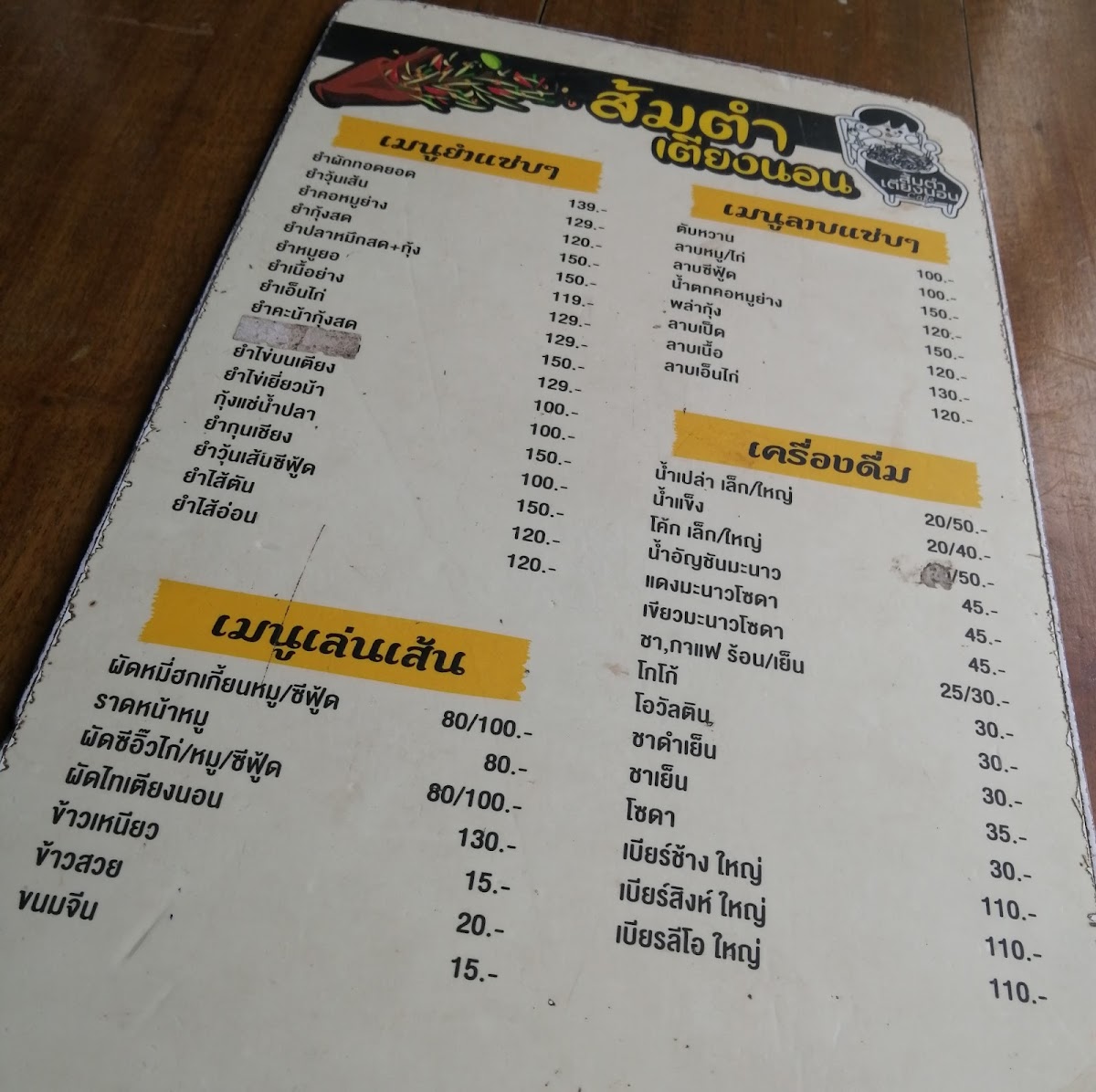 Som Tum Tyeong Non Photo Menu 1