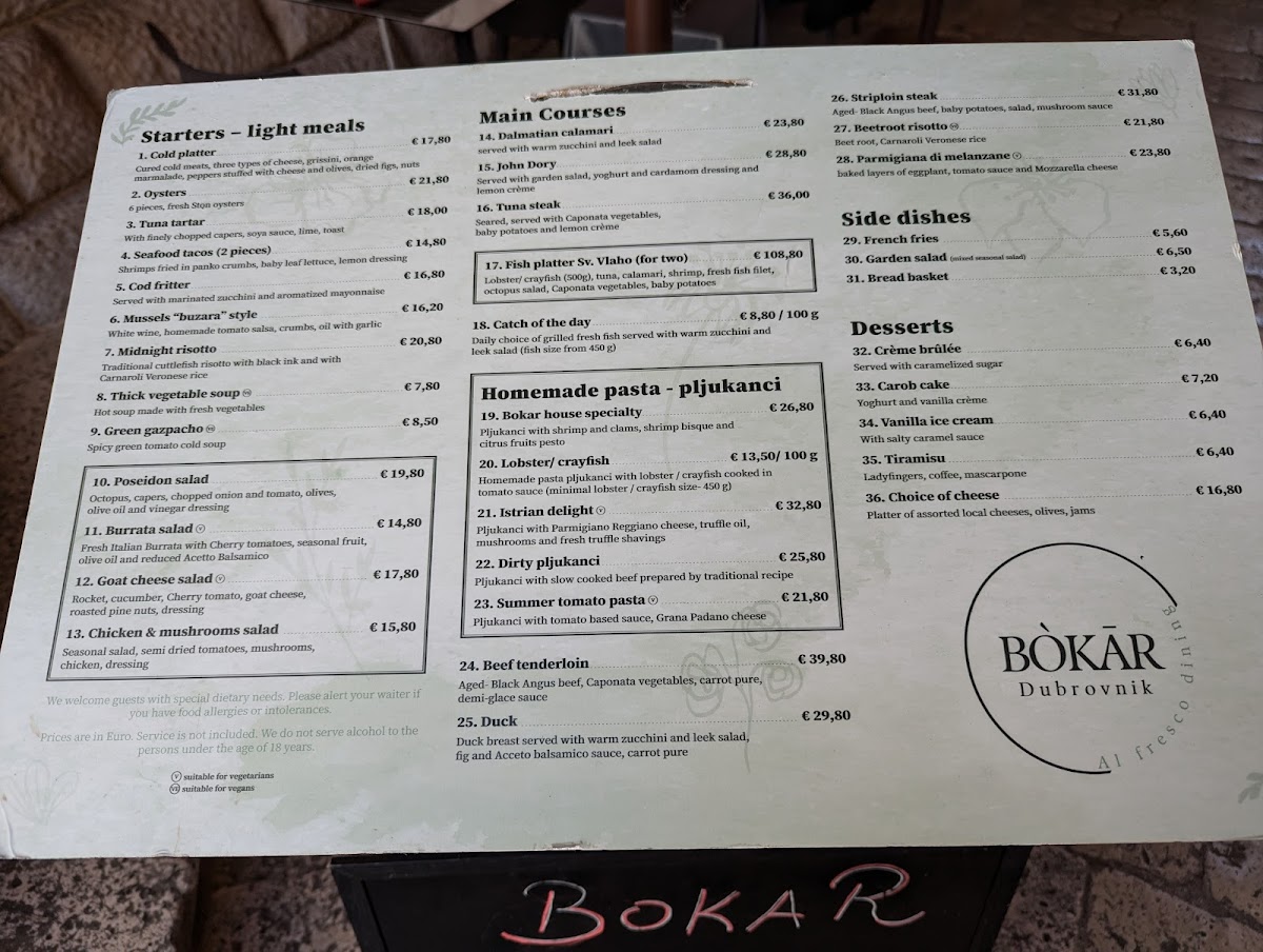 Bokar Dubrovnik Photo Menu 7