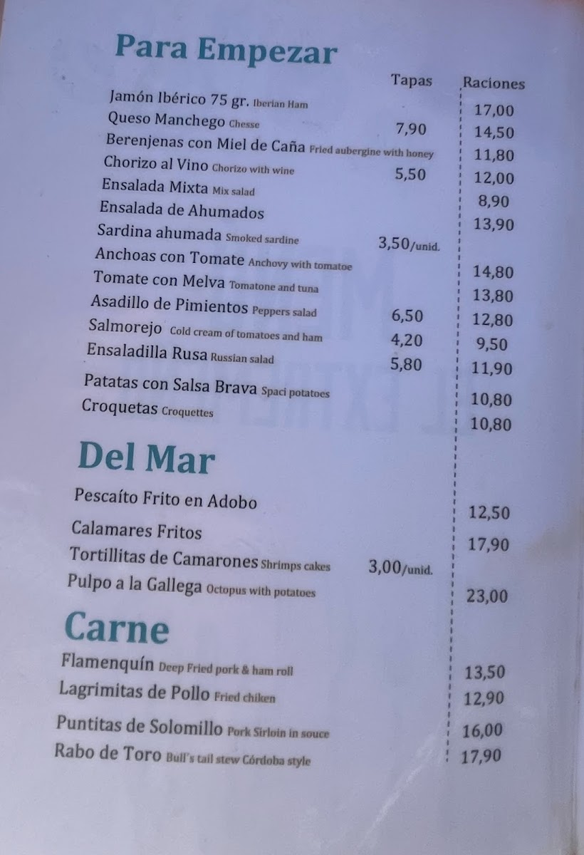 Restaurante El Extremeño Photo Menu 1