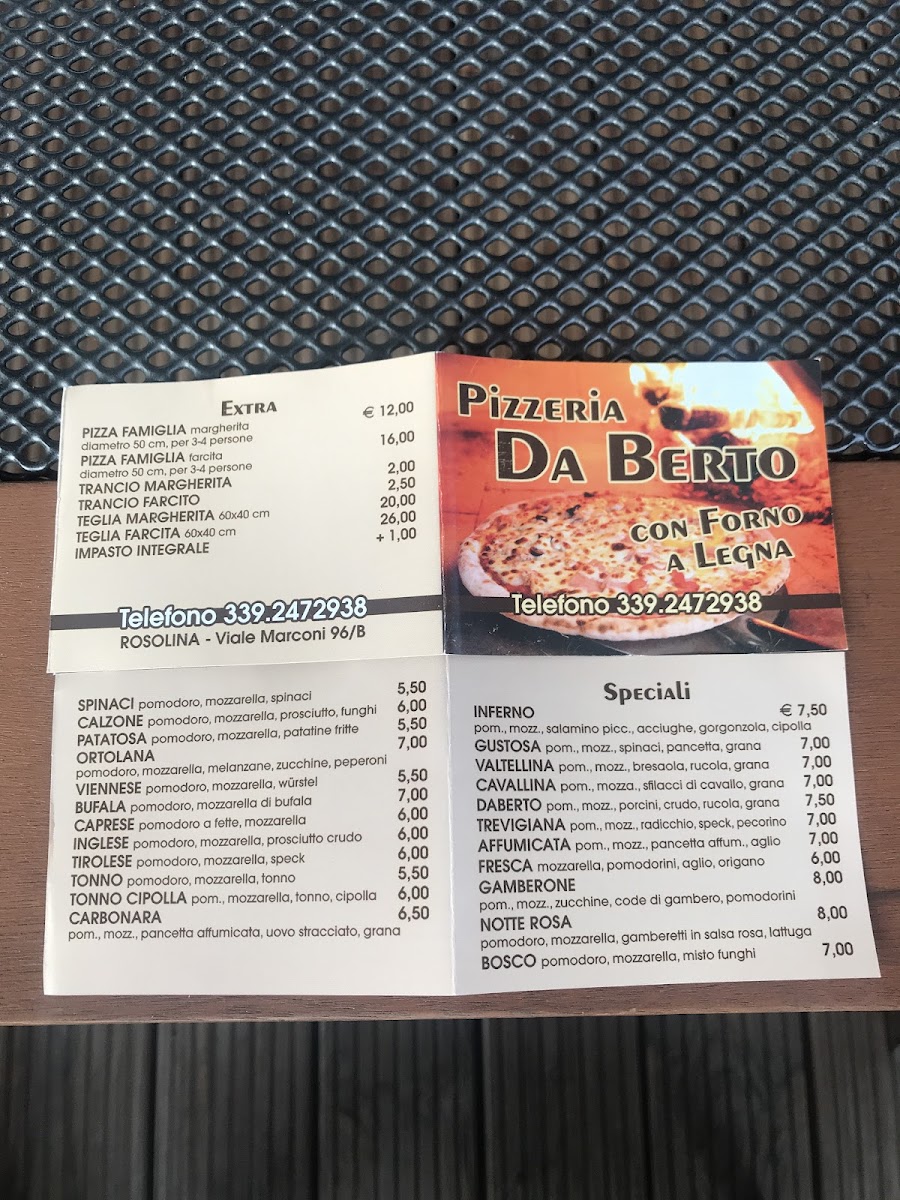 Da Berto Pizzeria Rosolina Photo Menu 1