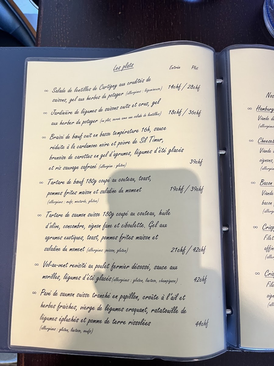 Café de la Place Chancy Photo Menu 1
