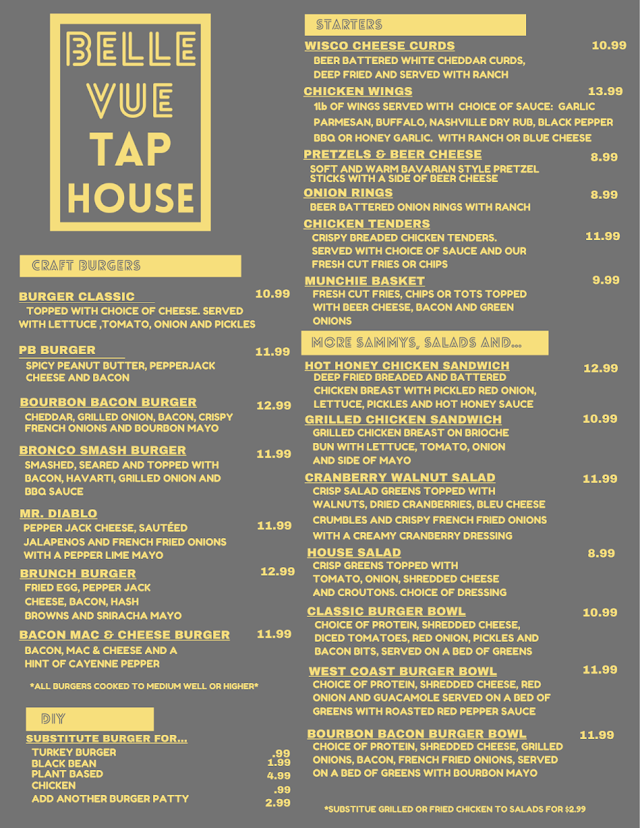 Bellevue Taphouse Photo Menu 1