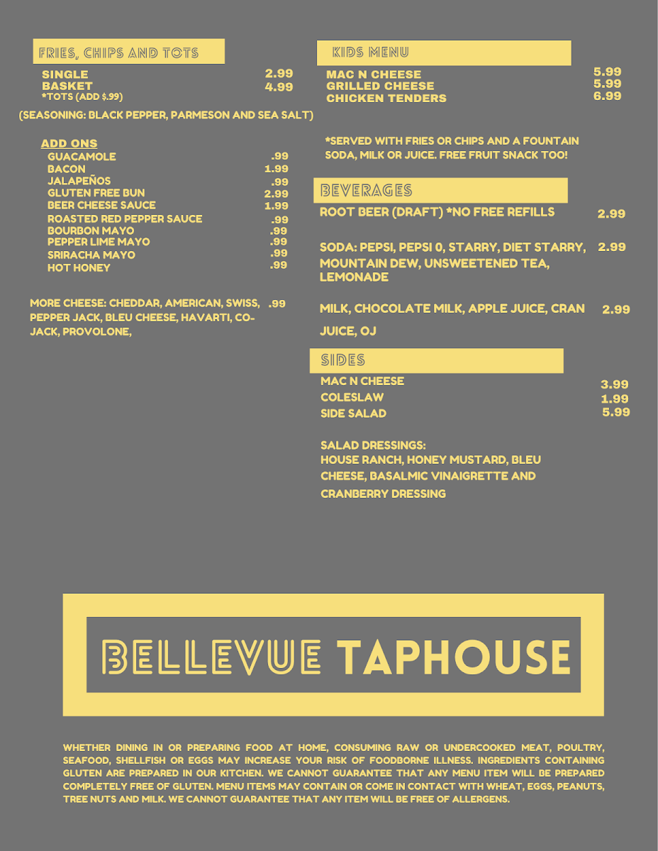 Bellevue Taphouse Photo Menu 2