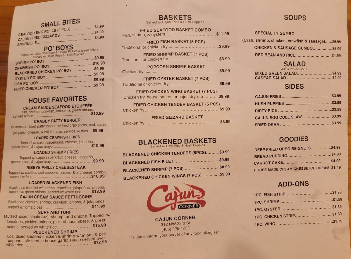 Cajun Corner - Uptown OKC Photo Menu 1