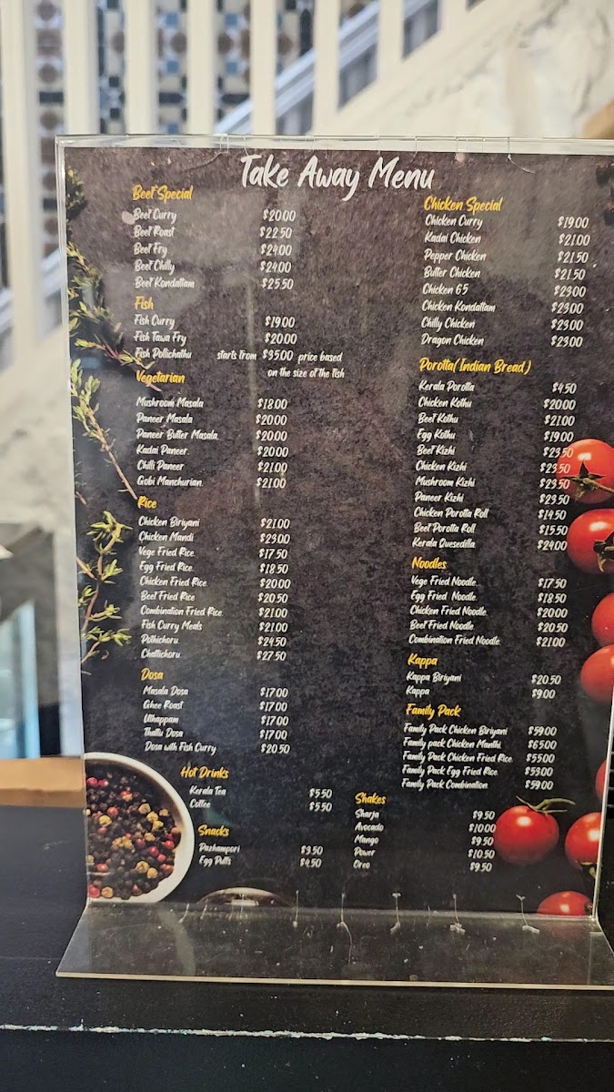 Kodur’s Kitchen Photo Menu 1