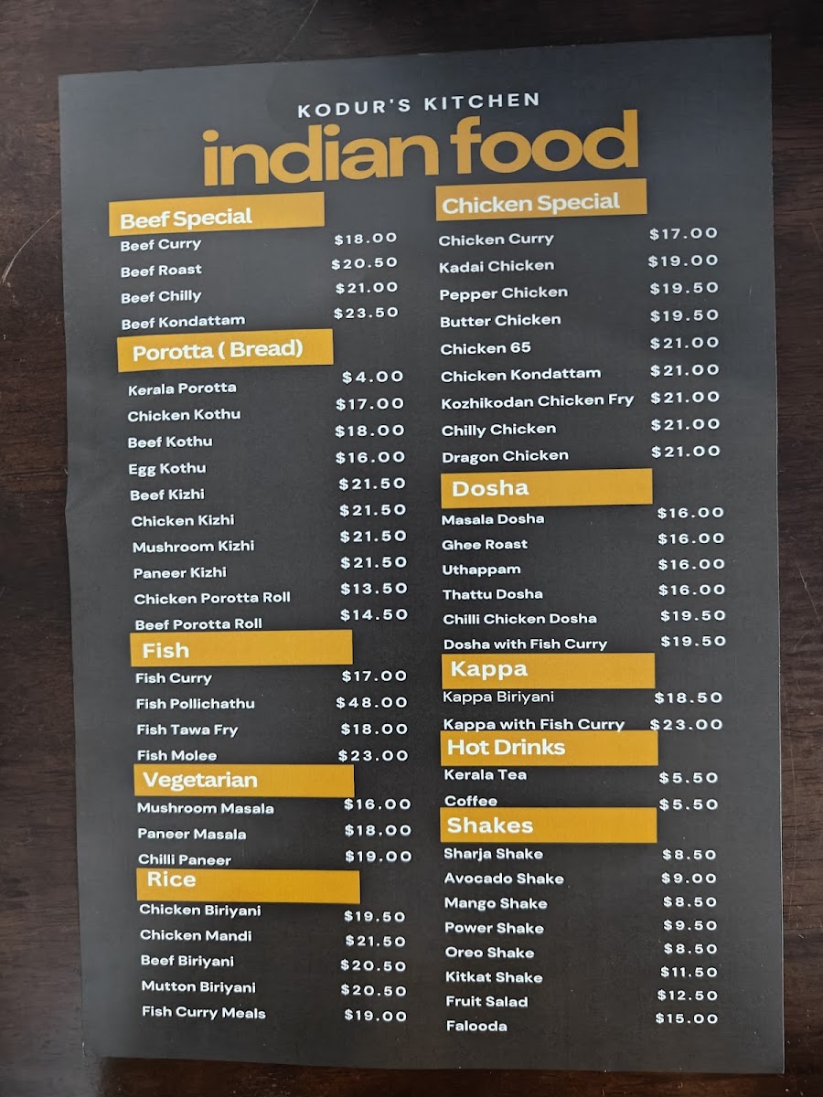 Kodur’s Kitchen Photo Menu 3