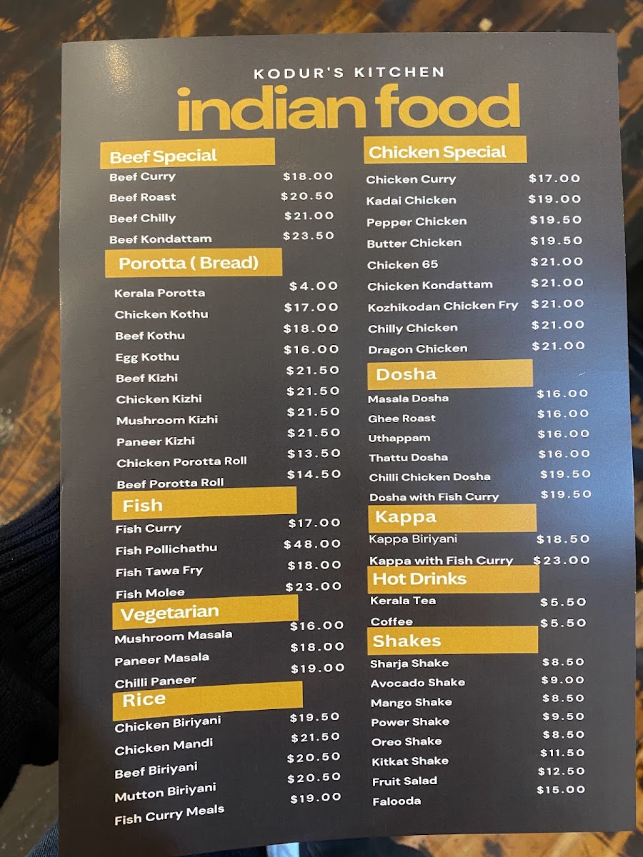 Kodur’s Kitchen Photo Menu 5
