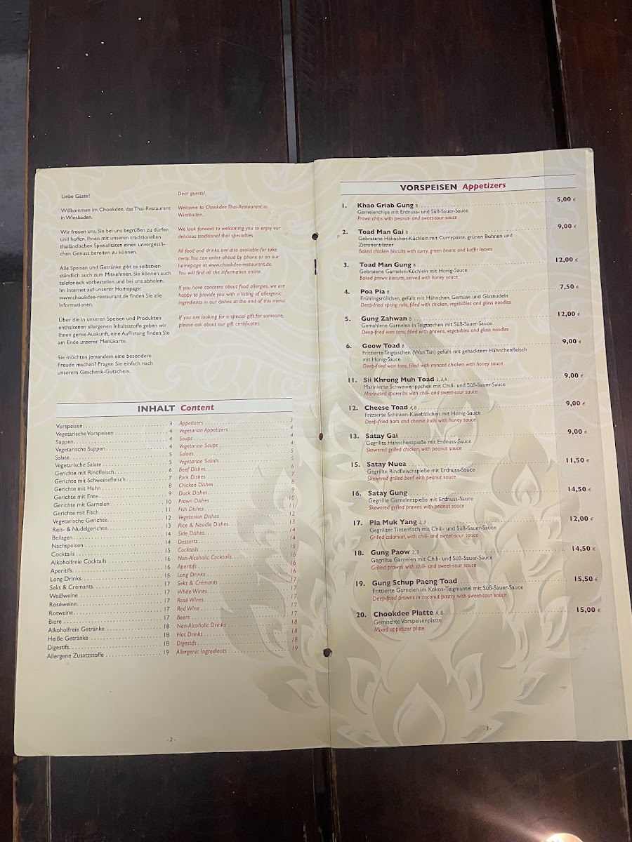 Chookdee Thai Restaurant Photo Menu 1