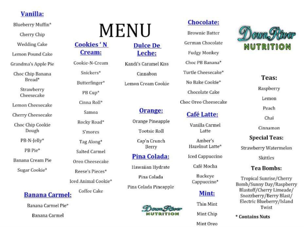 Downriver Nutrition Photo Menu 2