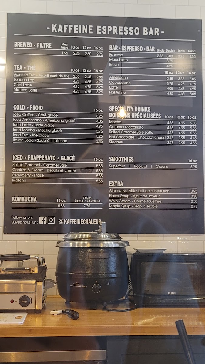 Kaffeine Espresso Bar Photo Menu 2