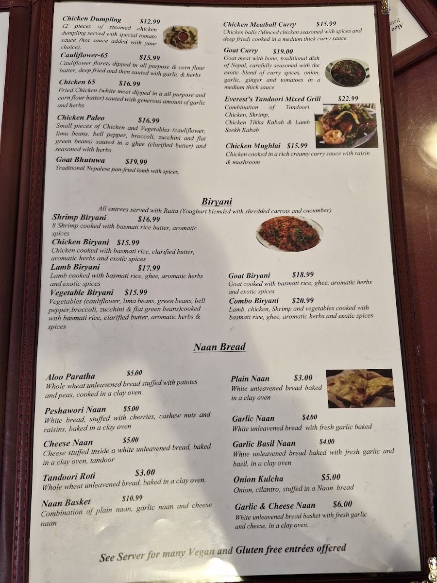 Everest Cuisine Photo Menu 1