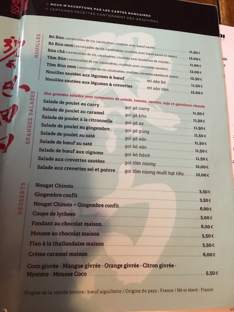 Paris Hanoï Photo Menu 4