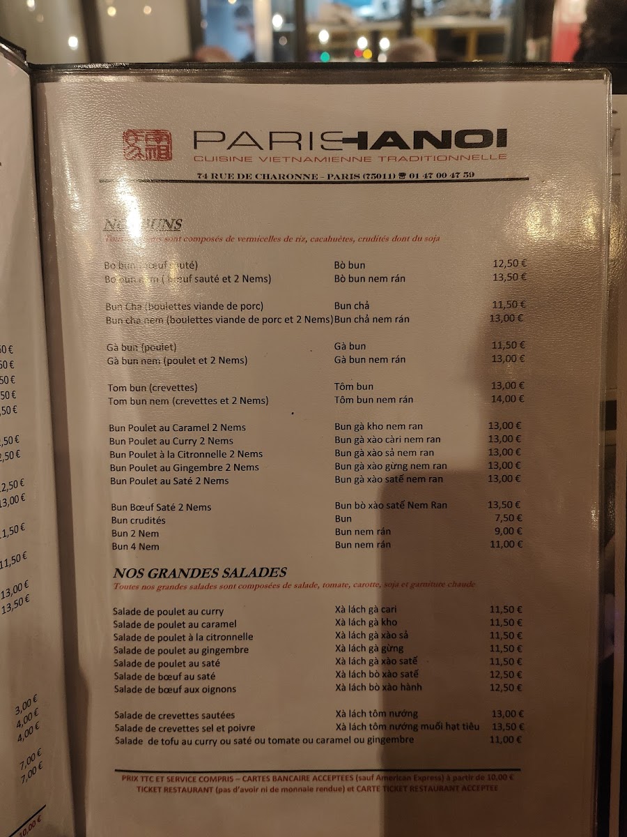 Paris Hanoï Photo Menu 6