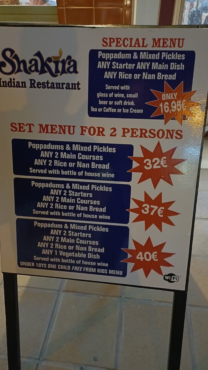 Shakira Indian Restaurant Photo Menu 1