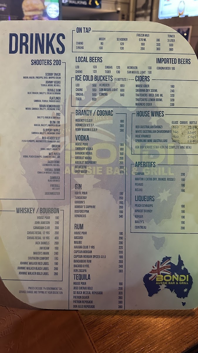 Bondi Aussie Bar & Grill, Chaweng Photo Menu 8