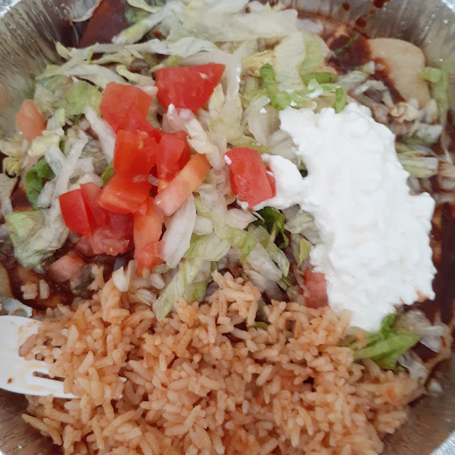 Enchilada Supreme and Rice