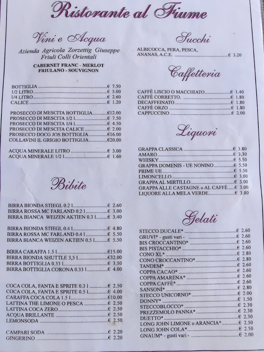 Trattoria Al Fiume Da Pippo - Estiva Photo Menu 4