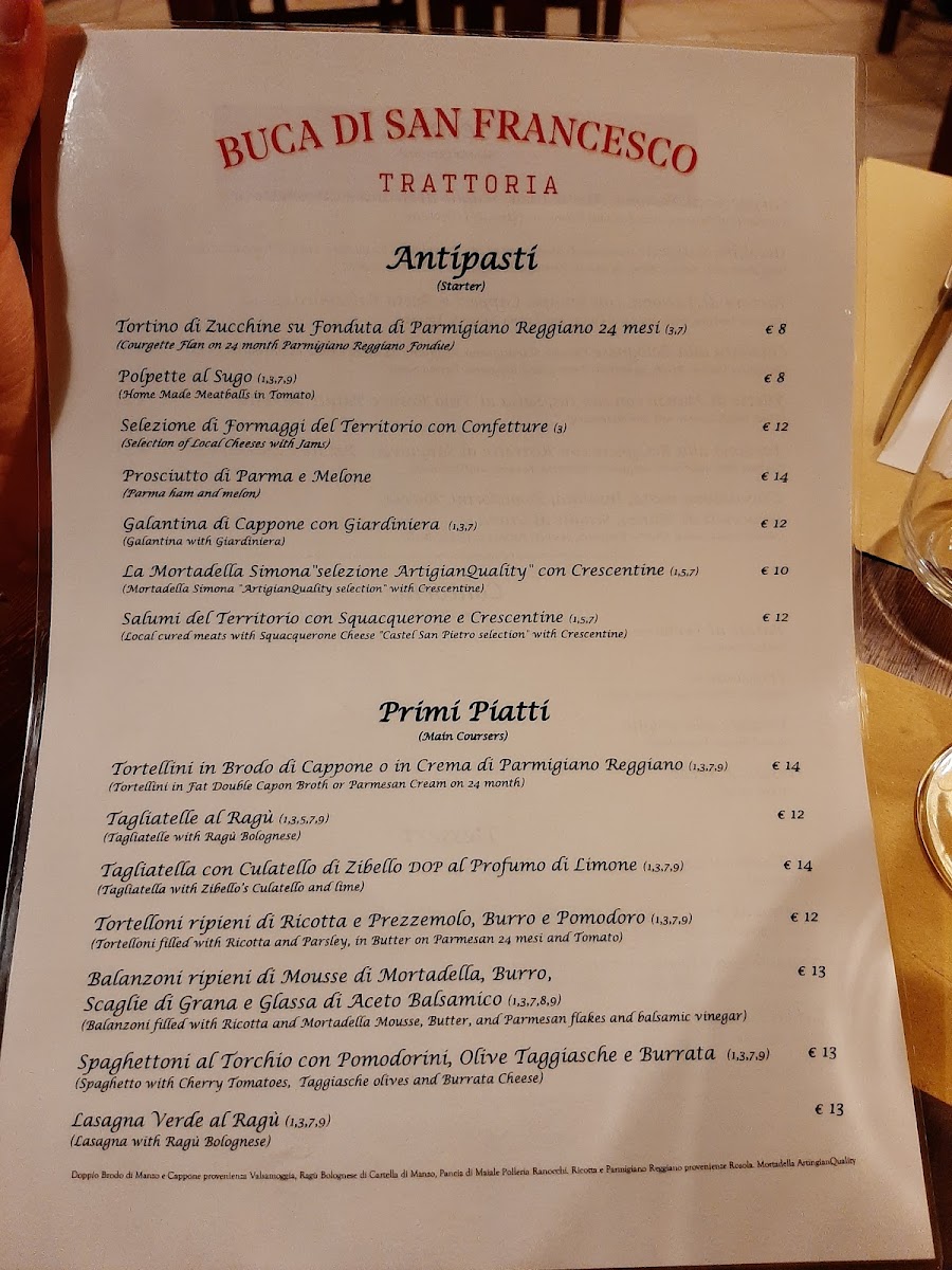 Trattoria Buca di San Francesco Photo Menu 6