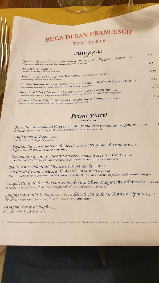 Trattoria Buca di San Francesco Photo Menu 7