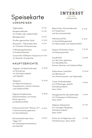 Beim Schweitzer Photo Menu 1
