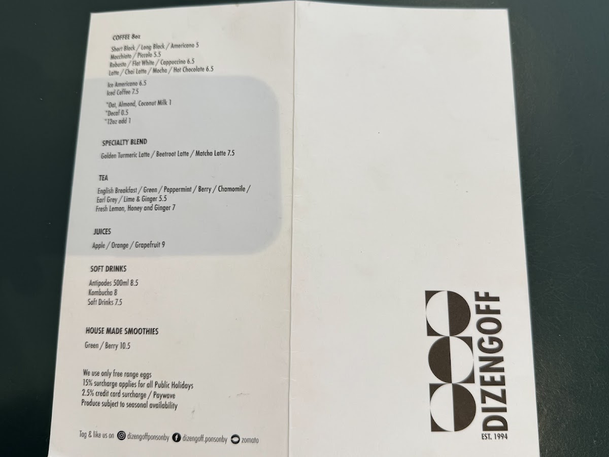 Dizengoff Photo Menu 3