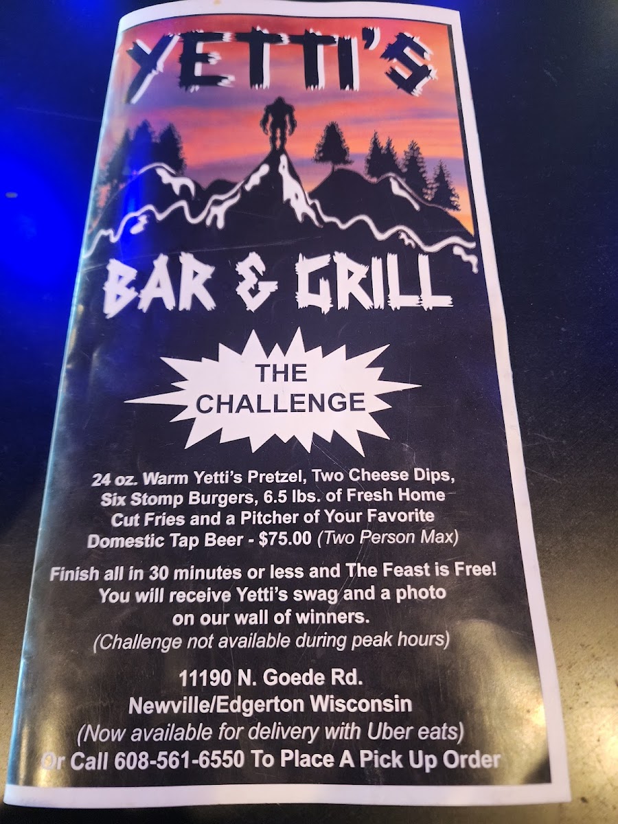 Yetti’s Bar & Grill Photo Menu 2
