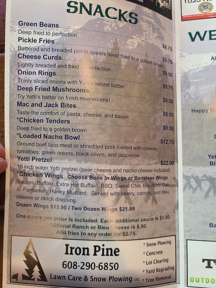 Yetti’s Bar & Grill Photo Menu 6