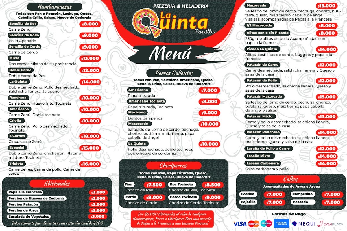 Pizzeria y Heladería La Quinta Photo Menu 2