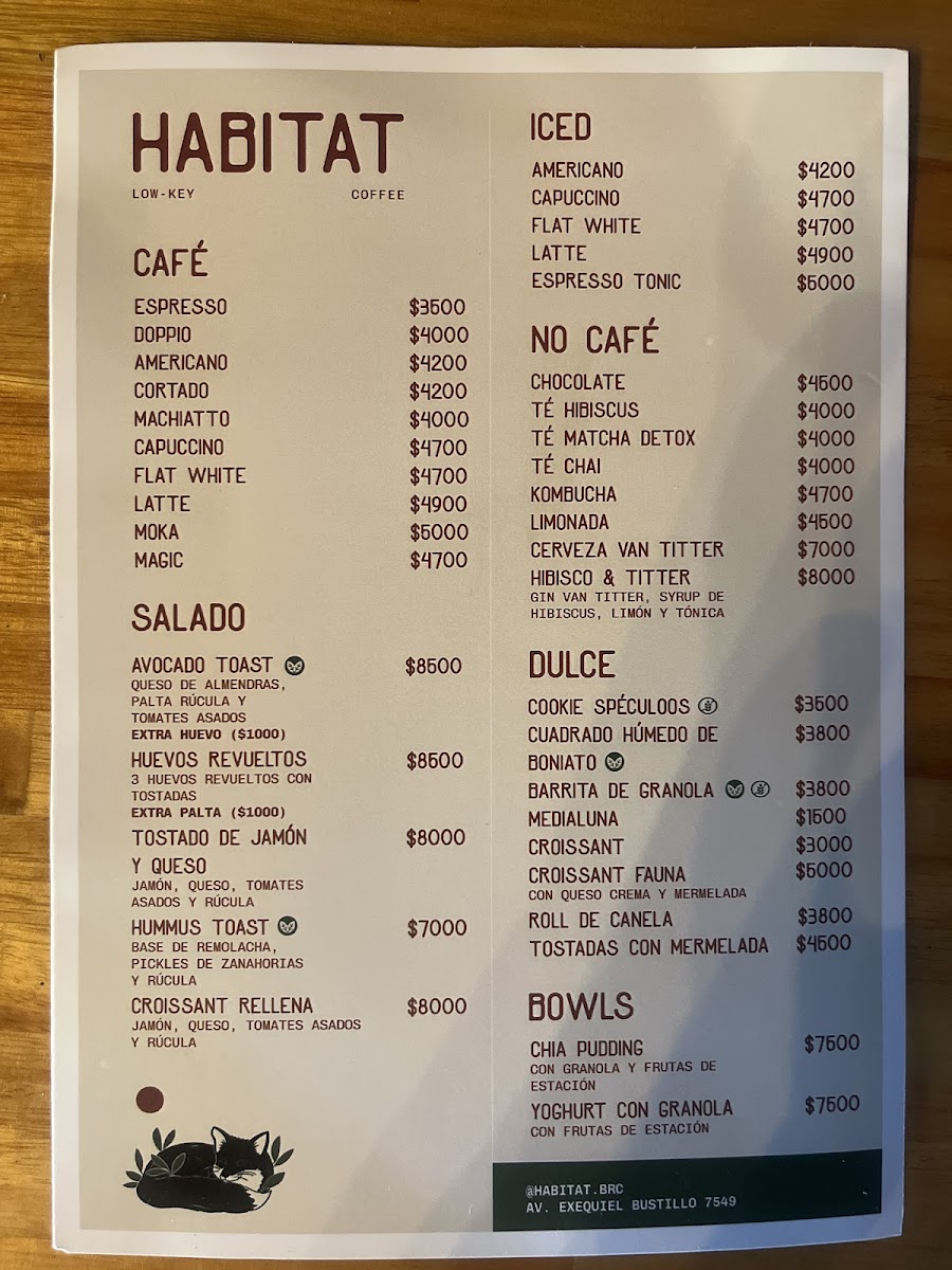 HABITAT Low-key Coffee Photo Menu 1