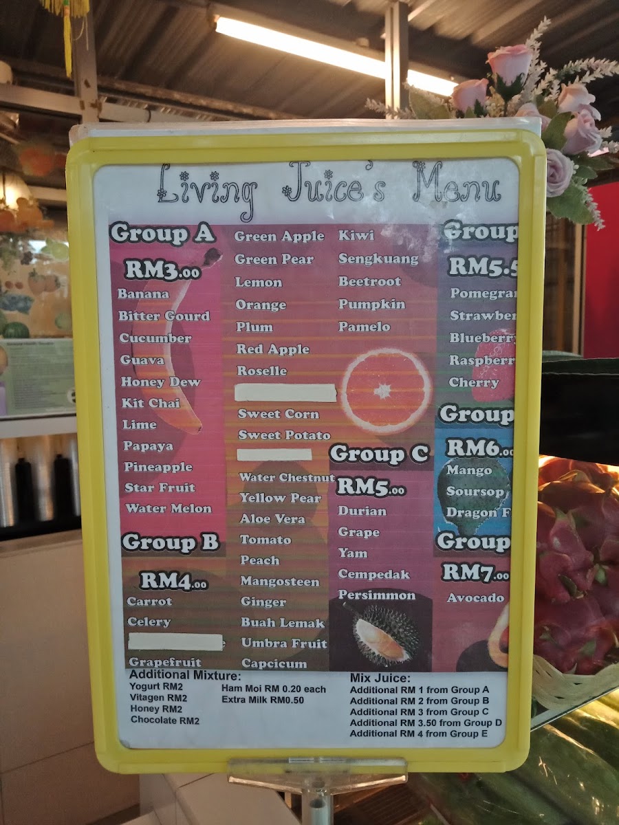 The Living Juice Photo Menu 1