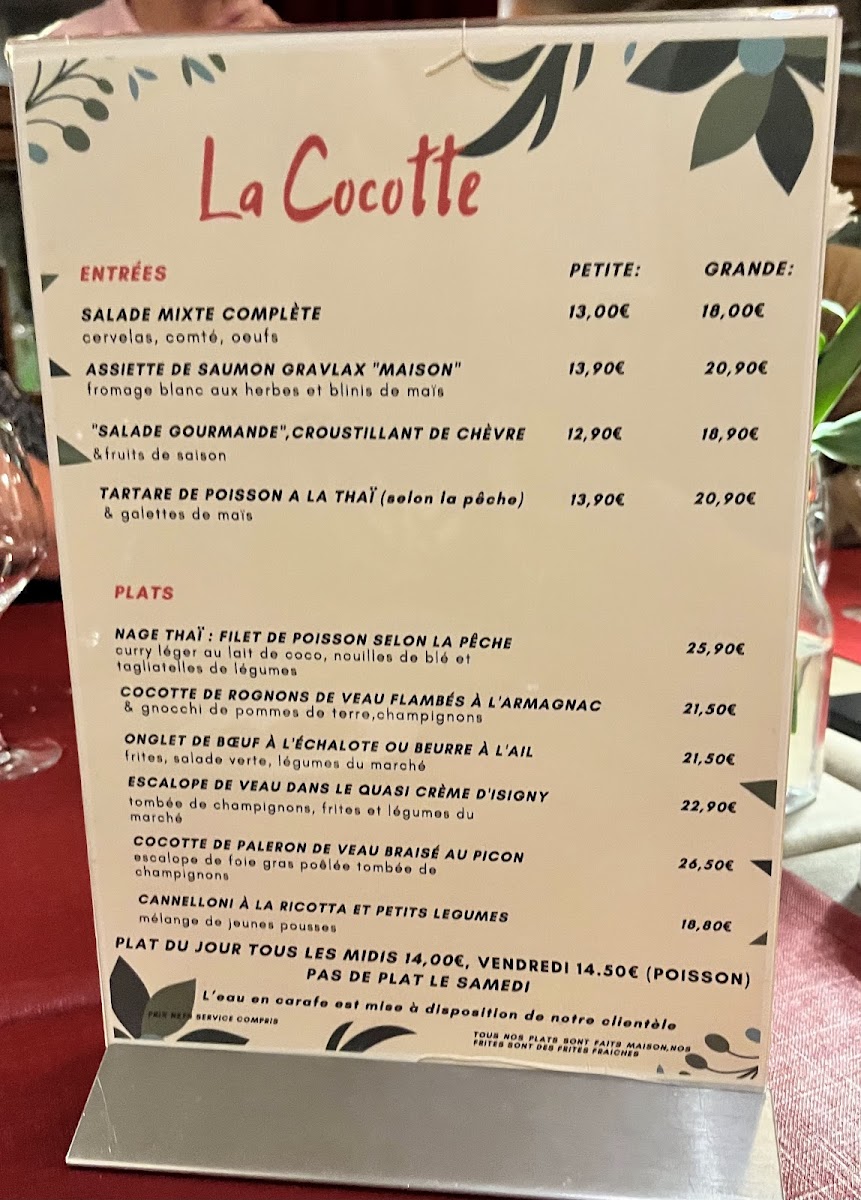 La Cocotte Photo Menu 1