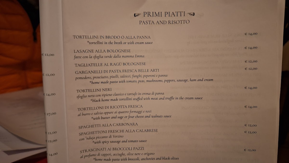 Trattoria Pizzeria Belle Arti Photo Menu 5