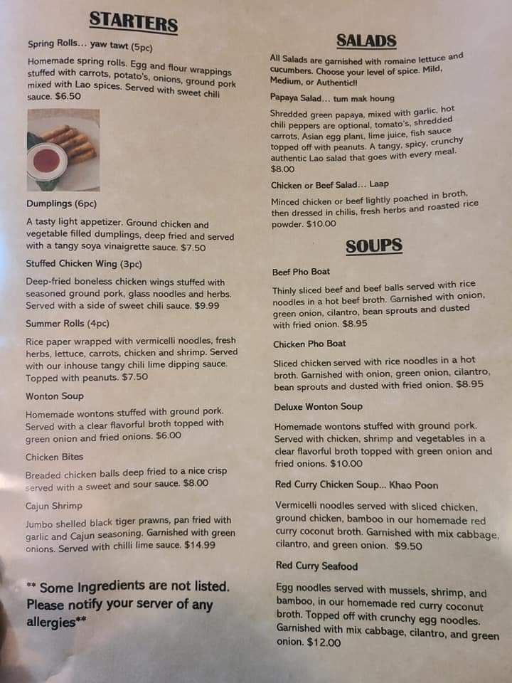 Boun's Lao Street Eatery Photo Menu 1
