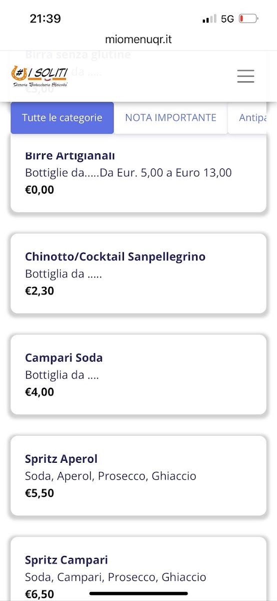 I Soliti Photo Menu 5