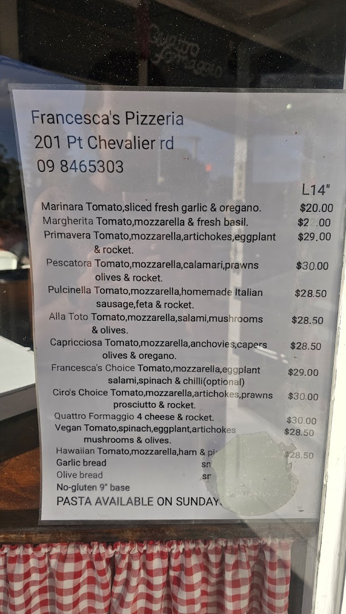 Francesca's Pizzeria Photo Menu 1