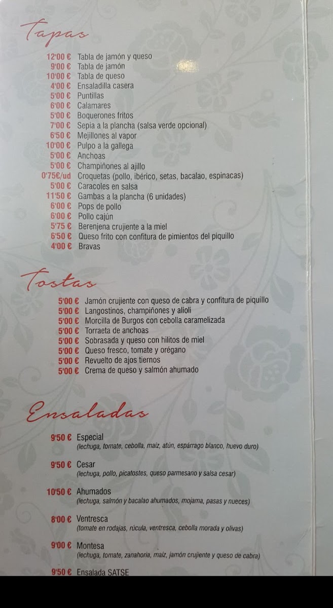 Cafetería Apartamentos Satse Photo Menu 2
