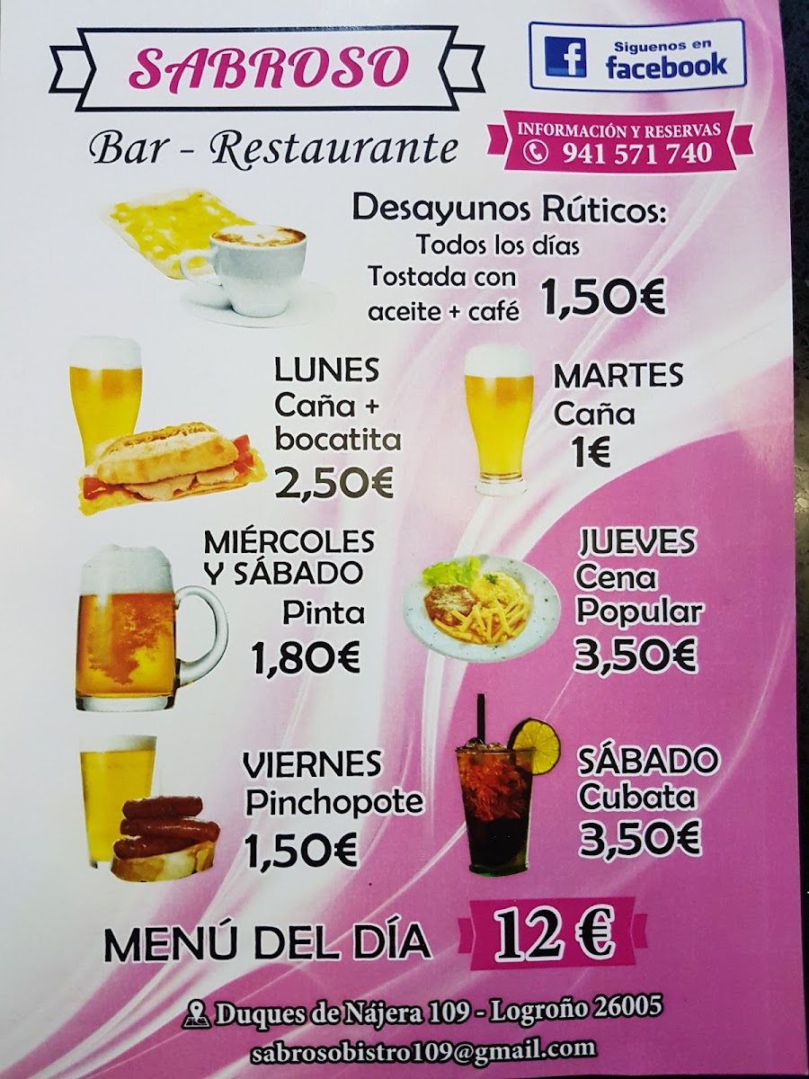 Bar-Restaurante Sabroso Photo Menu 2